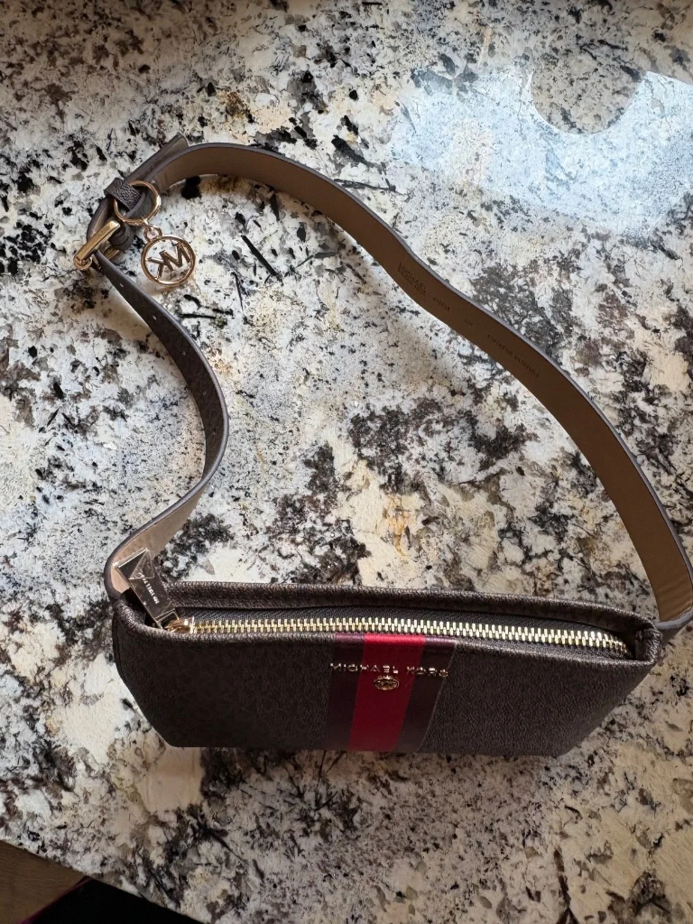 Michael Kors Signature Monogram Stripe Belt Bag Fanny Pack - Like New!